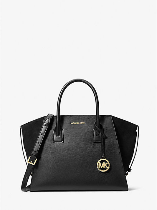 MICHAEL KORS AVRIL 35F4G4VS3L LG TZ SATCHEL LEATHER LUGGAGE BLACK