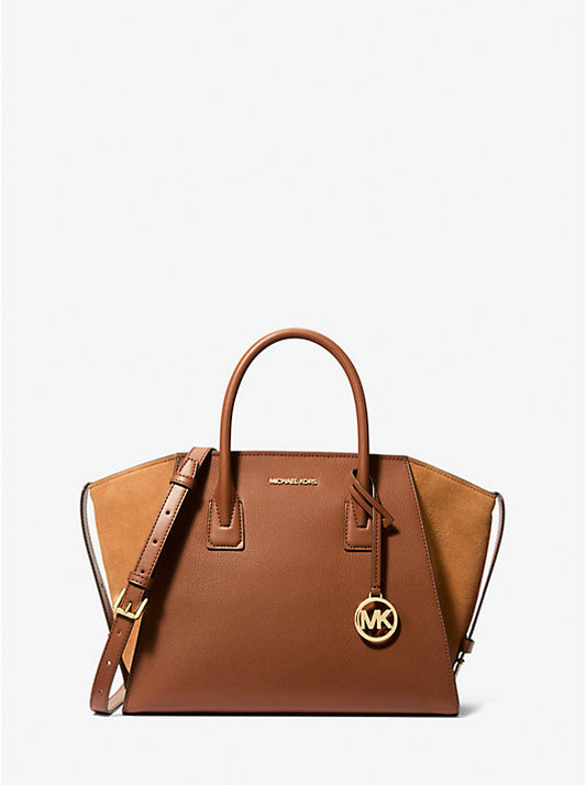 MICHAEL KORS AVRIL 35F4G4VS3L LG TZ SATCHEL LEATHER LUGGAGE BROWN